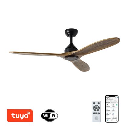 ZEVENTI - Ceiling fan LAURIA Wi-Fi Tuya black/oak + remote control