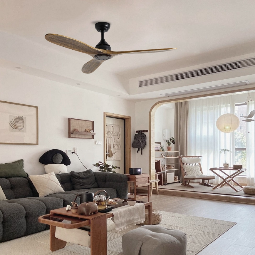 ZEVENTI - Ceiling fan LAURIA Wi-Fi Tuya black/oak + remote control