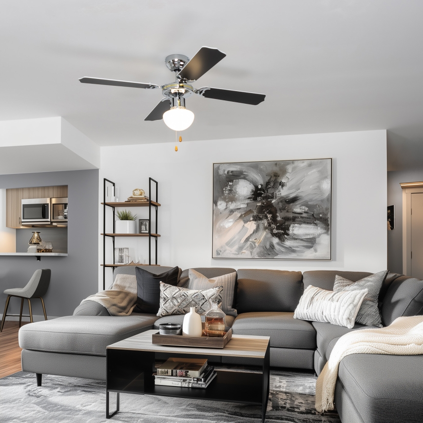 ZEVENTI - Ceiling fan NAVAGIO 1xE27/60W/230V black/white