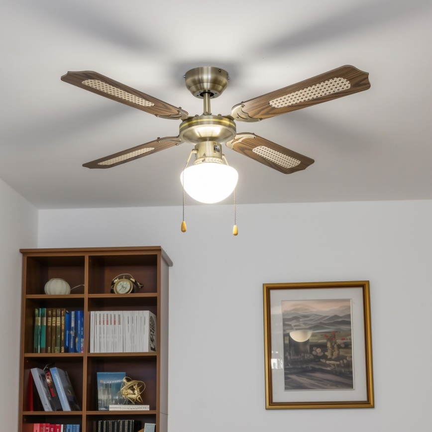 ZEVENTI - Ceiling fan NAVAGIO 1xE27/60W/230V brown