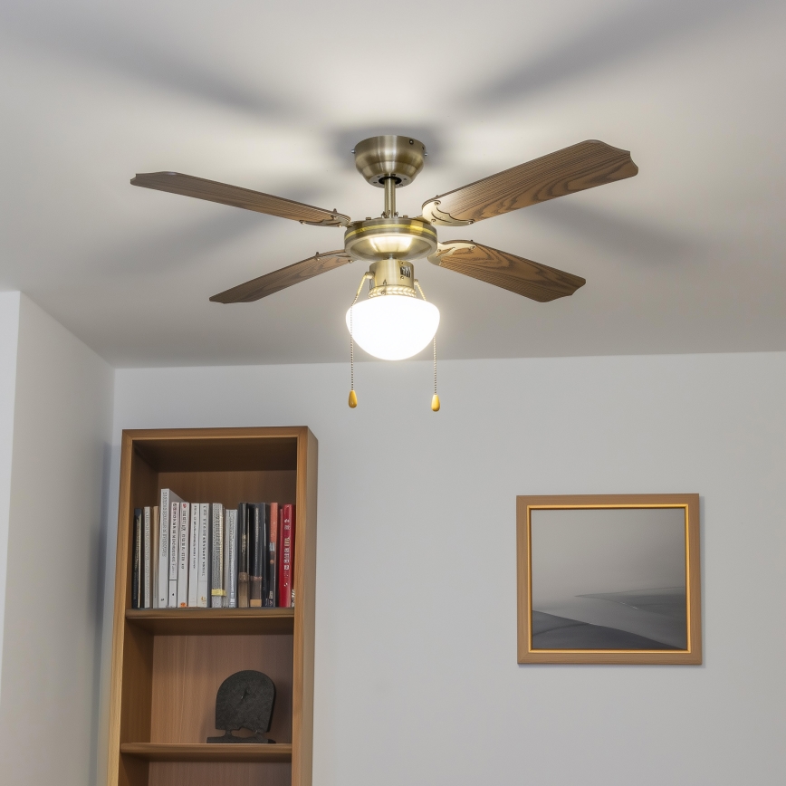 ZEVENTI - Ceiling fan NAVAGIO 1xE27/60W/230V brown