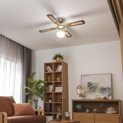 ZEVENTI - Ceiling fan NAVAGIO 1xE27/60W/230V brown