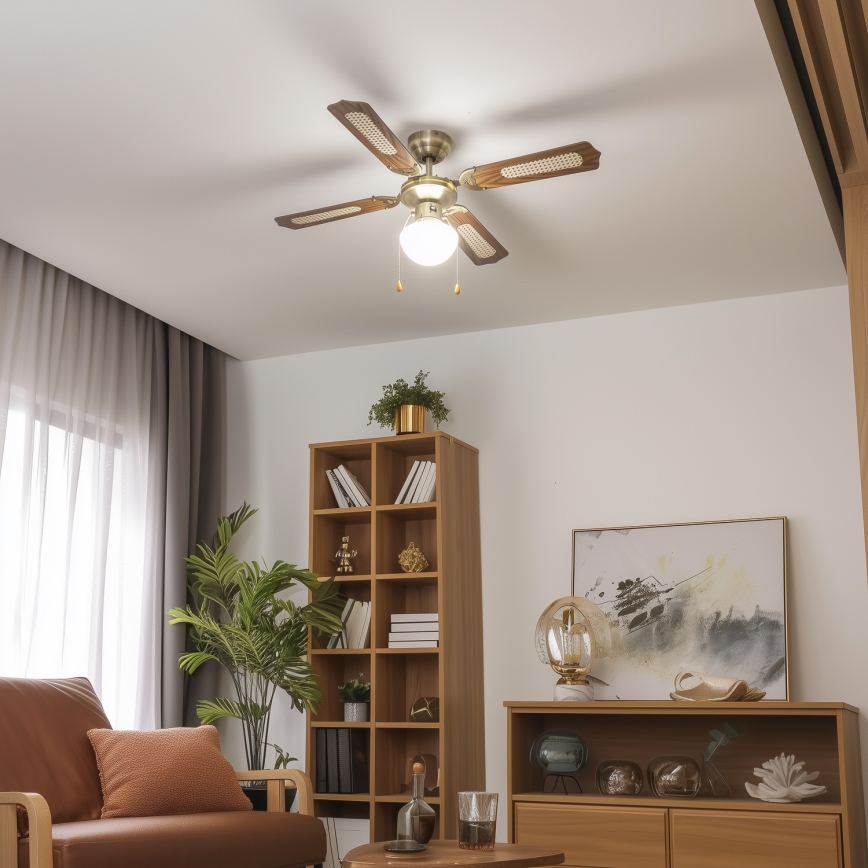 ZEVENTI - Ceiling fan NAVAGIO 1xE27/60W/230V brown