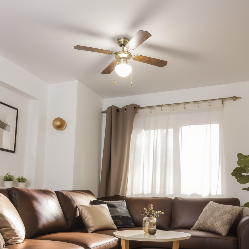 ZEVENTI - Ceiling fan NAVAGIO 1xE27/60W/230V brown