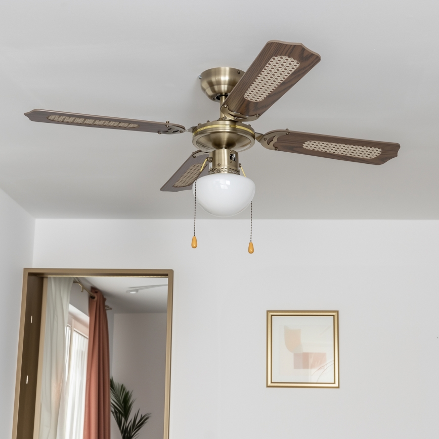 ZEVENTI - Ceiling fan NAVAGIO 1xE27/60W/230V brown