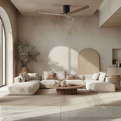 ZEVENTI - Ceiling fan SPELLO Wi-Fi Tuya black/oak + remote control