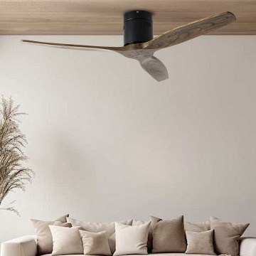ZEVENTI - Ceiling fan SPELLO Wi-Fi Tuya black/oak + remote control