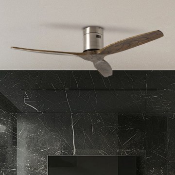 ZEVENTI - Ceiling fan SPELLO Wi-Fi Tuya matte chrome/oak + remote control