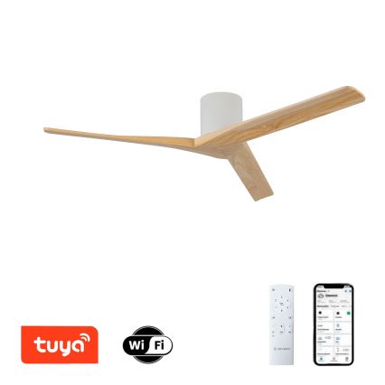 ZEVENTI - VELLON Ceiling Fan Wi-Fi Tuya White/Paulownia + Remote Control