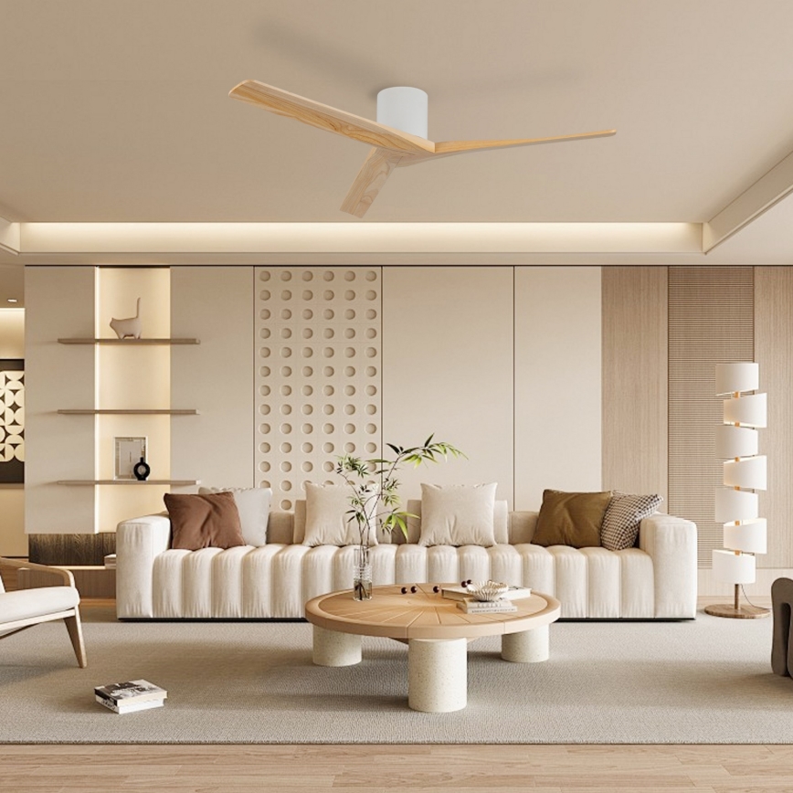 ZEVENTI - VELLON Ceiling Fan Wi-Fi Tuya White/Paulownia + Remote Control