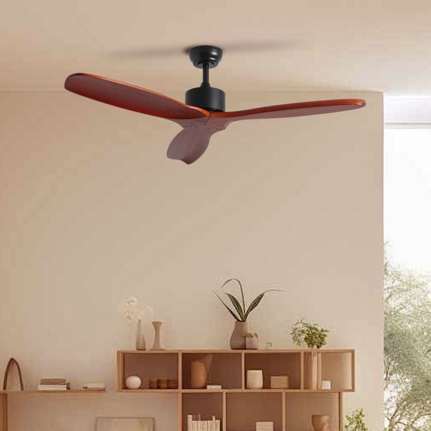 ZEVENTI - CUENCA Ceiling Fan Wi-Fi Tuya Black/Oak + Remote Control