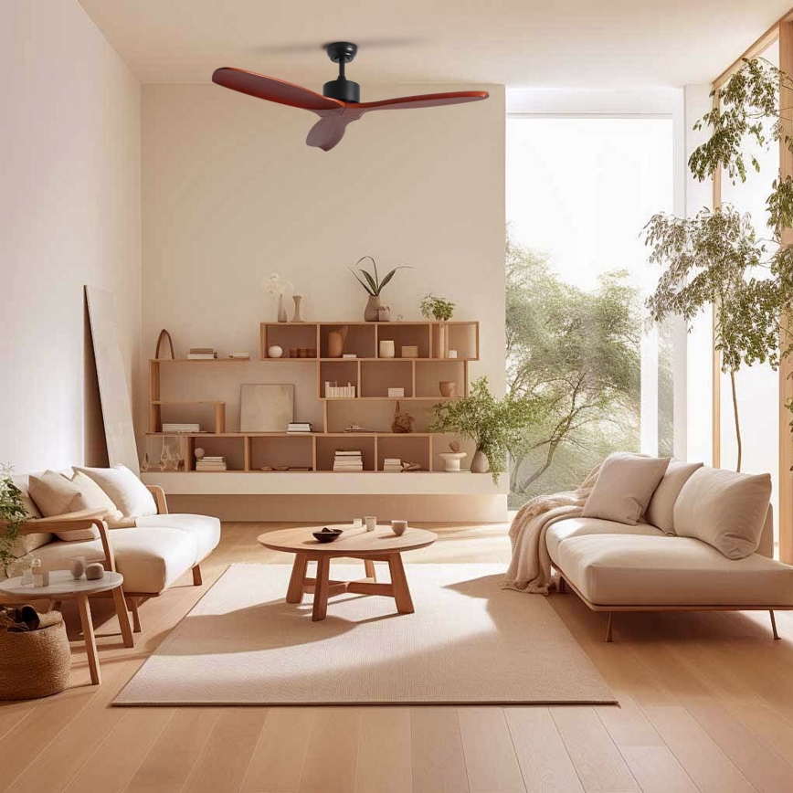 ZEVENTI - CUENCA Ceiling Fan Wi-Fi Tuya Black/Oak + Remote Control