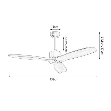 ZEVENTI - CUENCA Ceiling Fan Wi-Fi Tuya Black/Oak + Remote Control