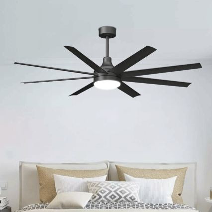 ZEVENTI - WALKIKI LED Dimmable Ceiling Fan LED/24W/230V 2700-6500K 165 cm Black + Remote Control