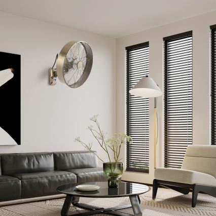 ZEVENTI - FANNY Wall-Mounted Fan 50W/230V, Ø 45 cm, Bronze with Remote Control