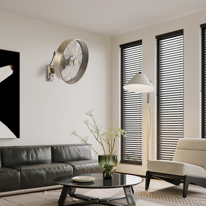ZEVENTI - FANNY Wall-Mounted Fan 50W/230V, Ø 45 cm, Bronze with Remote Control