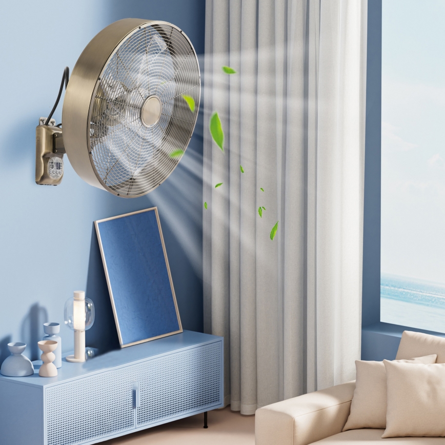 ZEVENTI - FANNY Wall-Mounted Fan 50W/230V, Ø 45 cm, Bronze with Remote Control