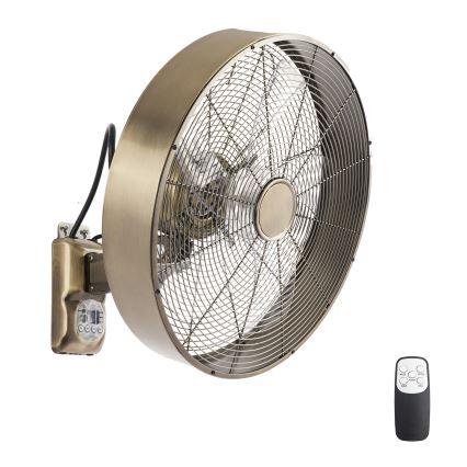 ZEVENTI - FANNY Wall-Mounted Fan 50W/230V, Ø 45 cm, Bronze with Remote Control