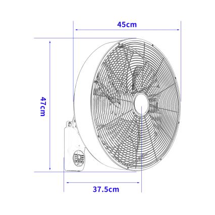 ZEVENTI - FANNY Wall-Mounted Fan 50W/230V, Ø 45 cm, Bronze with Remote Control