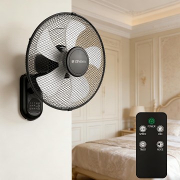 ZEVENTI - FANNY Wall-Mounted Fan 45W/230V Ø 41 cm Black + Remote Control