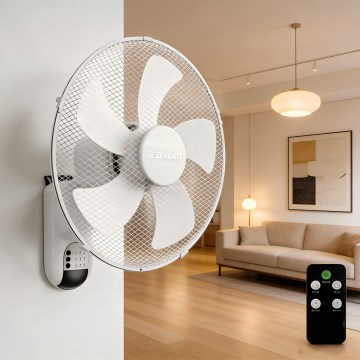 ZEVENTI - FANNY Wall-Mounted Fan 45W/230V Ø 41 cm White + Remote Control