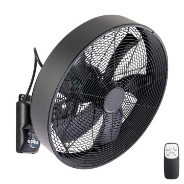 ZEVENTI - FANNY Wall-mounted Fan 50W/230V, 45 cm Diameter, Black + Remote Control