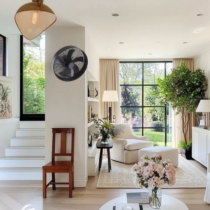 ZEVENTI - FANNY wall-mounted fan 50W/230V, black, with remote control