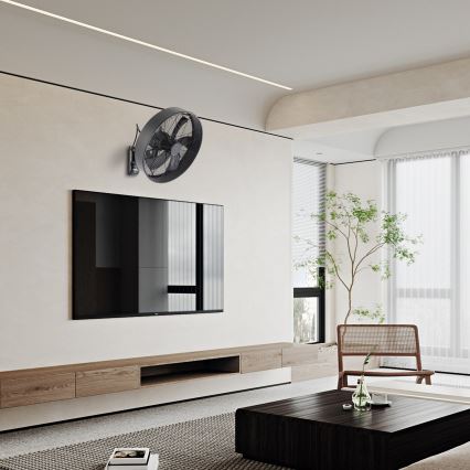 ZEVENTI - FANNY wall-mounted fan 50W/230V, black, with remote control