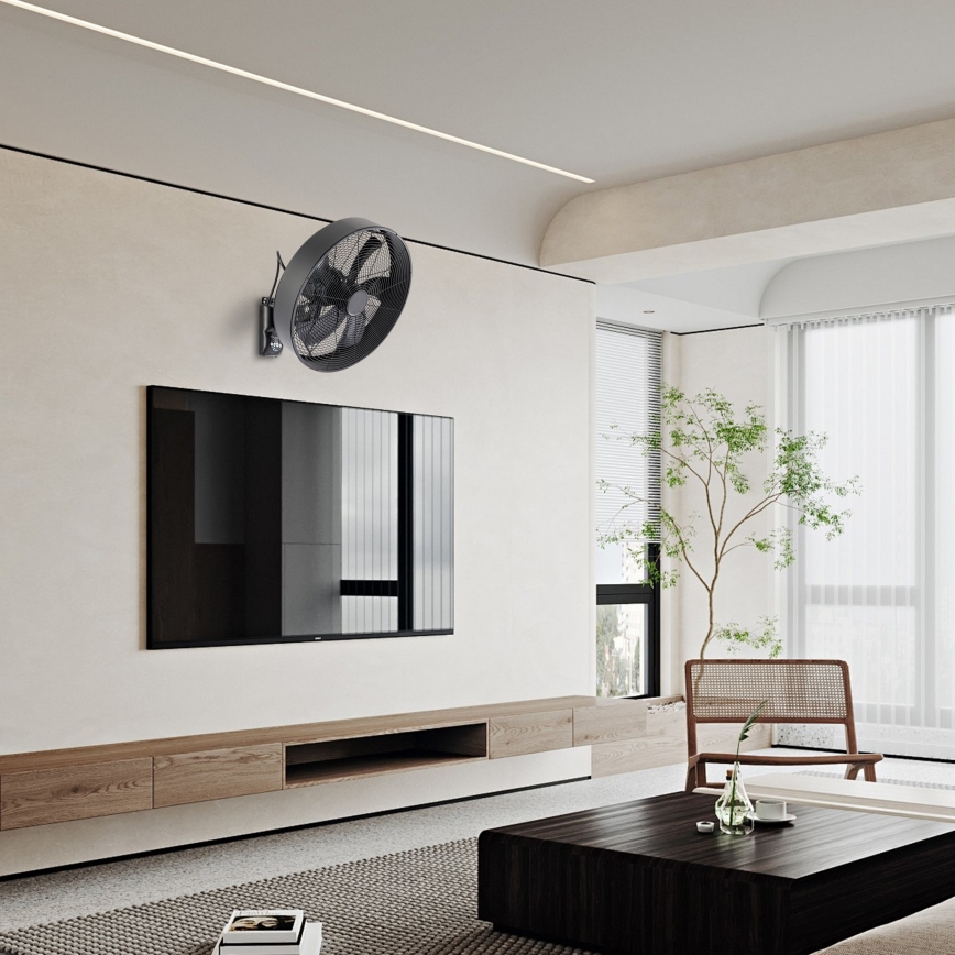 ZEVENTI - FANNY wall-mounted fan 50W/230V, black, with remote control