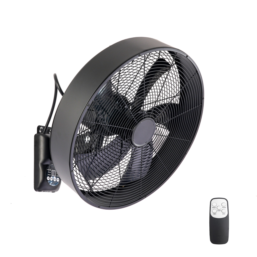 ZEVENTI - FANNY wall-mounted fan 50W/230V, black, with remote control
