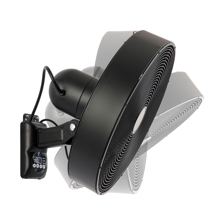 ZEVENTI - FANNY wall-mounted fan 50W/230V, black, with remote control