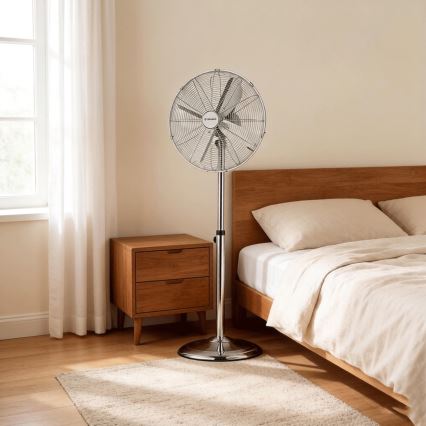 ZEVENTI - FLOW Pedestal Fan 125 cm, 50W/230V, Glossy Chrome