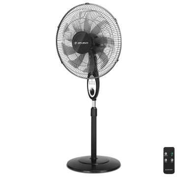 ZEVENTI - FLOW Pedestal Fan 55W/230V 130 cm Black + Remote Control