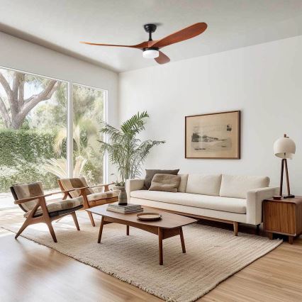 ZEVENTI - LED Ceiling Fan GINOSA LED/18W/230V 3000-6000K Tuya Wi-Fi black/oak + remote control