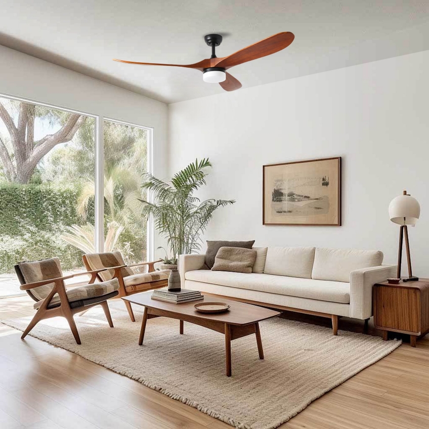 ZEVENTI - LED Ceiling Fan GINOSA LED/18W/230V 3000-6000K Tuya Wi-Fi black/oak + remote control