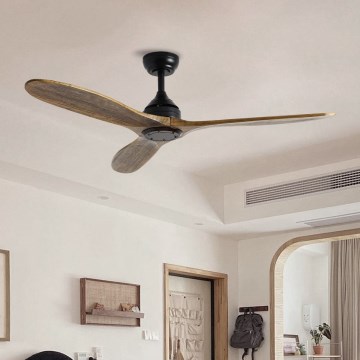ZEVENTI - LAURIA Ceiling Fan Tuya Wi‑Fi Black/Oak with Remote Control