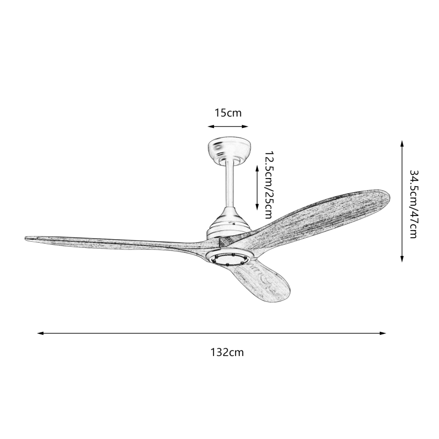 ZEVENTI - LAURIA Ceiling Fan Tuya Wi‑Fi Black/Oak with Remote Control