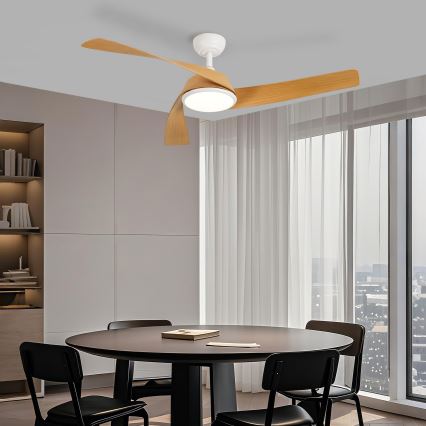 ZEVENTI - Dimmable LED ceiling fan AERYS LED/24W/230V 3000/4000/6000K Tuya Wi-Fi white/oak + remote control