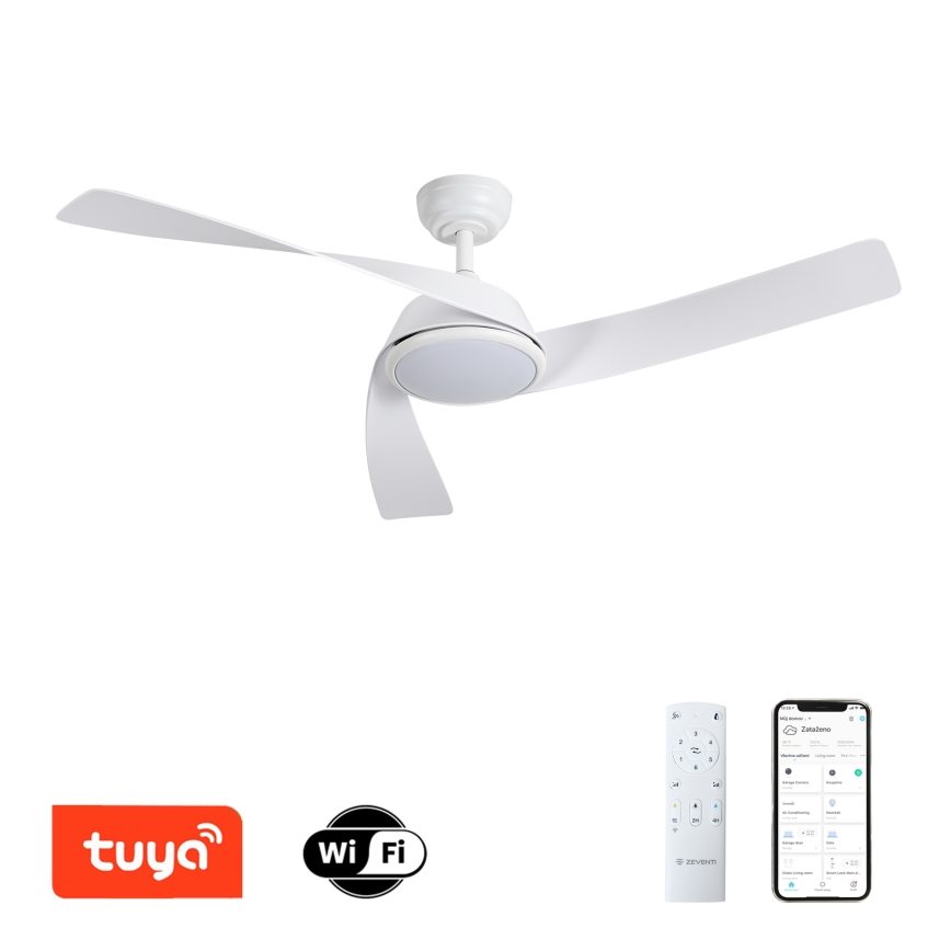 ZEVENTI - AERYS Dimmable LED Ceiling Fan 24W/230V 3000/4000/6000K Wi-Fi Tuya White + Remote Control