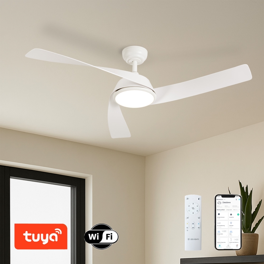 ZEVENTI - AERYS Dimmable LED Ceiling Fan 24W/230V 3000/4000/6000K Wi-Fi Tuya White + Remote Control