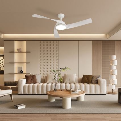 ZEVENTI - AERYS Dimmable LED Ceiling Fan 24W/230V 3000/4000/6000K Wi-Fi Tuya White + Remote Control