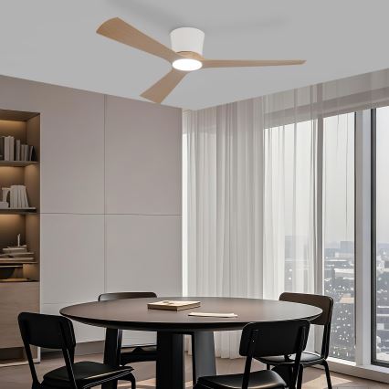 ZEVENTI - AUREX Dimmable LED Ceiling Fan LED/24W/230V 3000/4000/6000K Wi-Fi Tuya white/oak + remote control