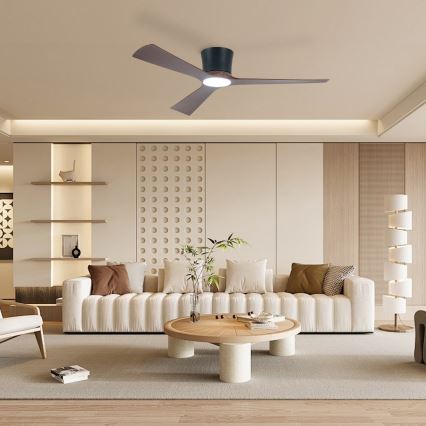 ZEVENTI - AUREX Dimmable LED Ceiling Fan LED/24W/230V 3000/4000/6000K Wi-Fi Tuya Black/Walnut + Remote Control