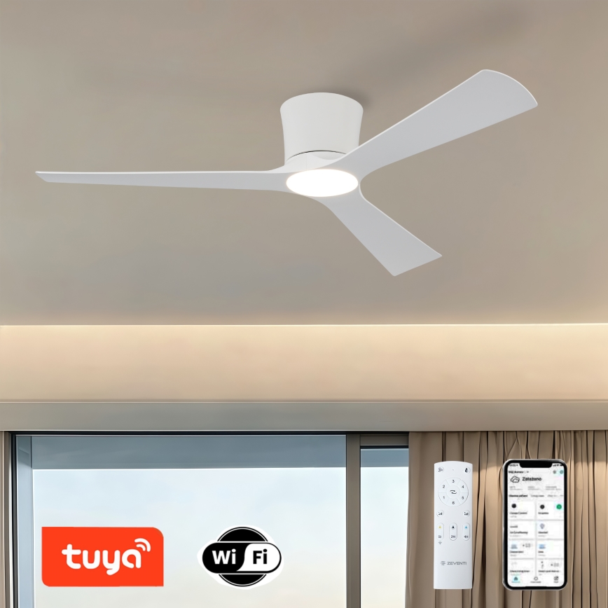 ZEVENTI - AUREX LED Dimmable Ceiling Fan LED/24W/230V 3000/4000/6000K Wi-Fi Tuya White + Remote Control