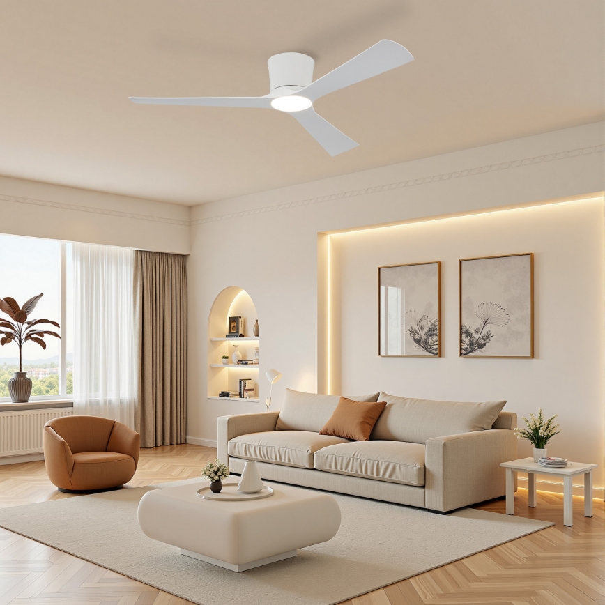 ZEVENTI - AUREX LED Dimmable Ceiling Fan LED/24W/230V 3000/4000/6000K Wi-Fi Tuya White + Remote Control