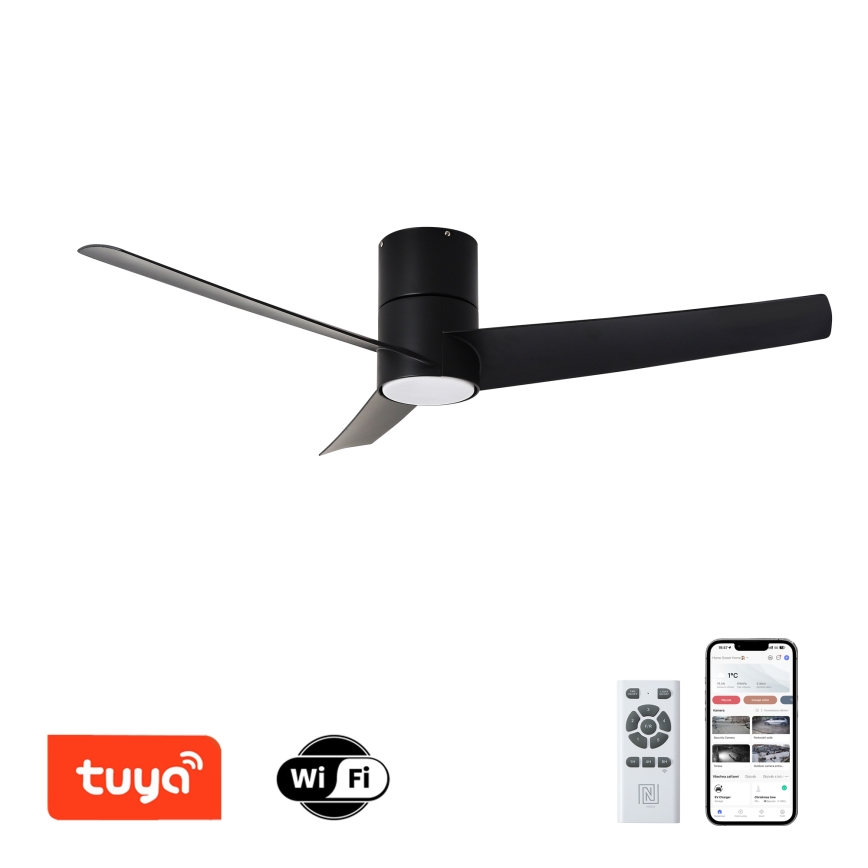 ZEVENTI - LED Ceiling fan BARROSA LED/18W/230V 3000/4000/6000K Wi-Fi Tuya black + remote control