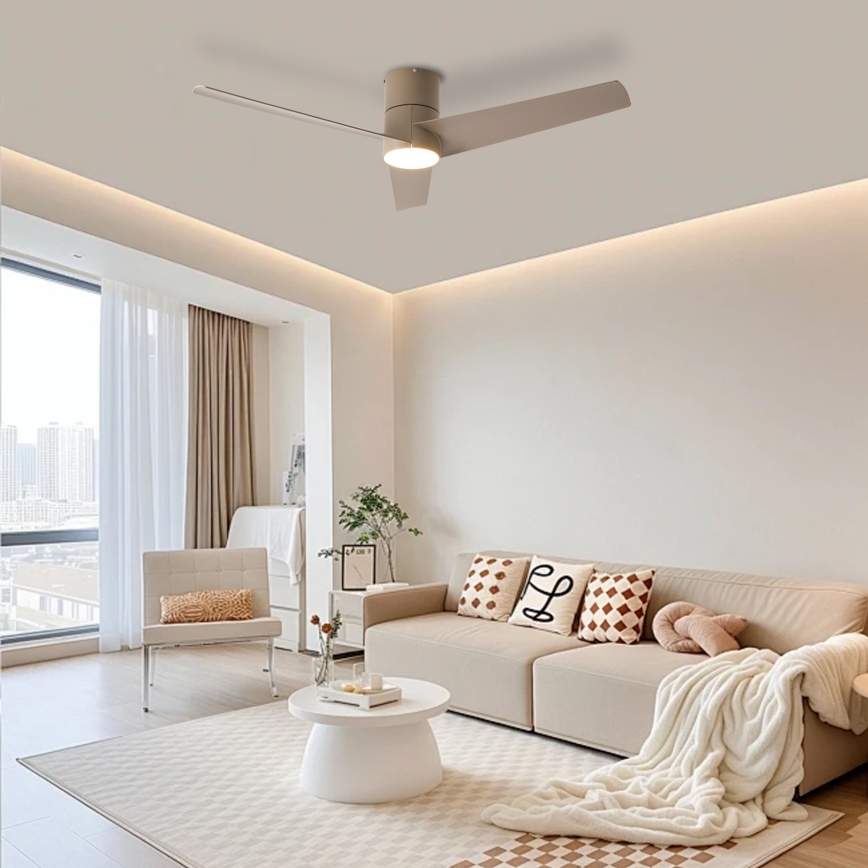 ZEVENTI - LED Ceiling Fan BARROSA LED/18W/230V 3000/4000/6000K Wi-Fi Tuya beige + remote control