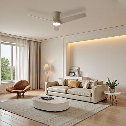 ZEVENTI - LED Ceiling Fan BARROSA LED/18W/230V 3000/4000/6000K Wi-Fi Tuya beige + remote control