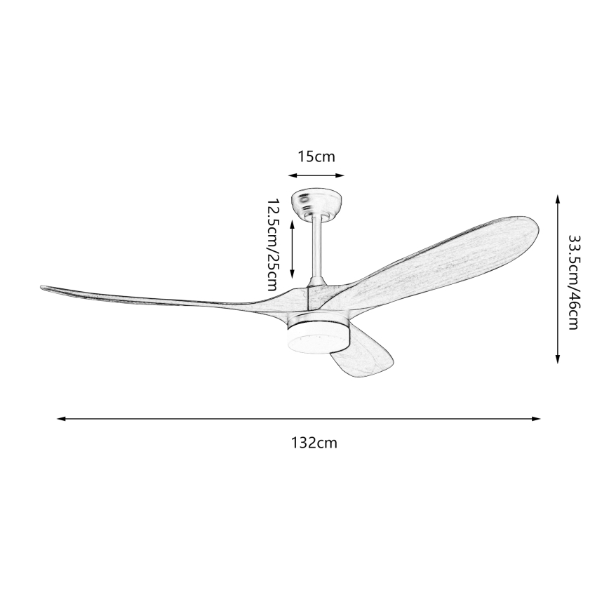 ZEVENTI - LED Dimmable ceiling fan GINOSA LED/18W/230V 3000-6000K Wi-Fi Tuya black/oak + remote control