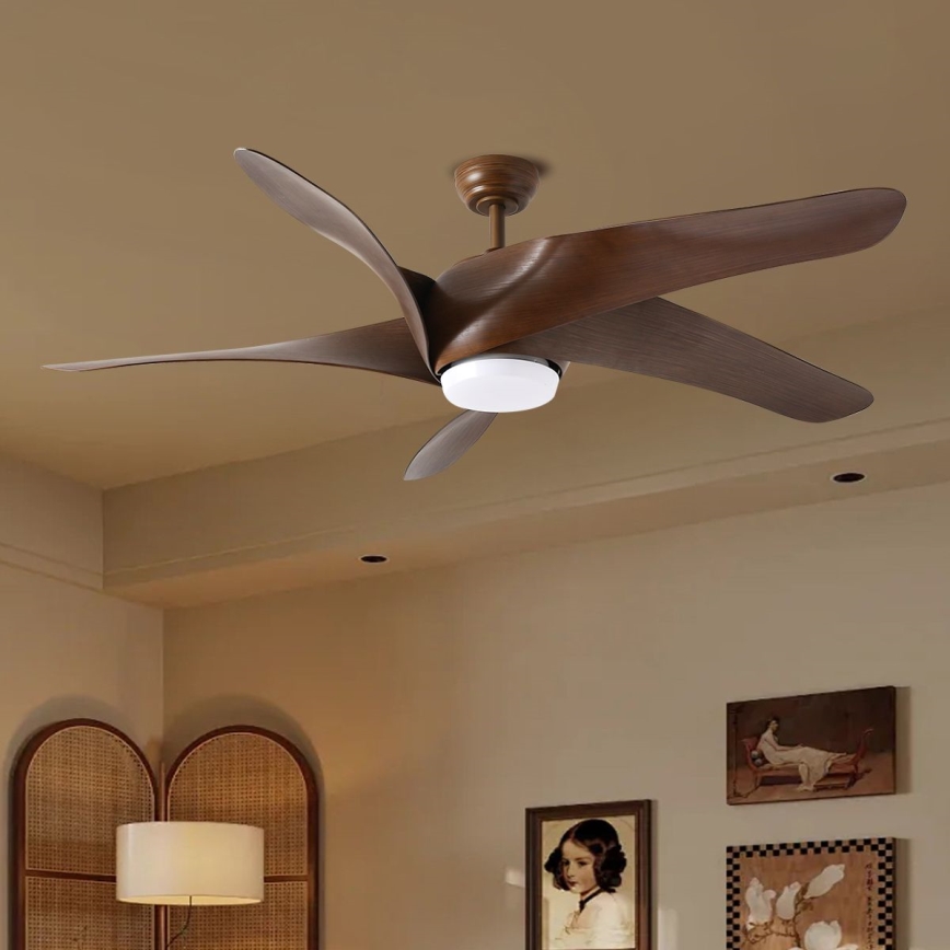 ZEVENTI - LED Ceiling fan LUCCA LED/18W/230V 3000-6000K Wi-Fi Tuya brown + remote control